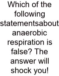 Which Of The Following Statementsabout Anaerobic Respiration Is False? The Answer Will Shock You!